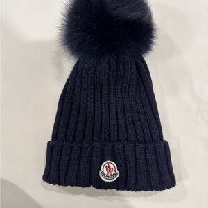 Moncler Blue Knitted Pom-Pom Hat